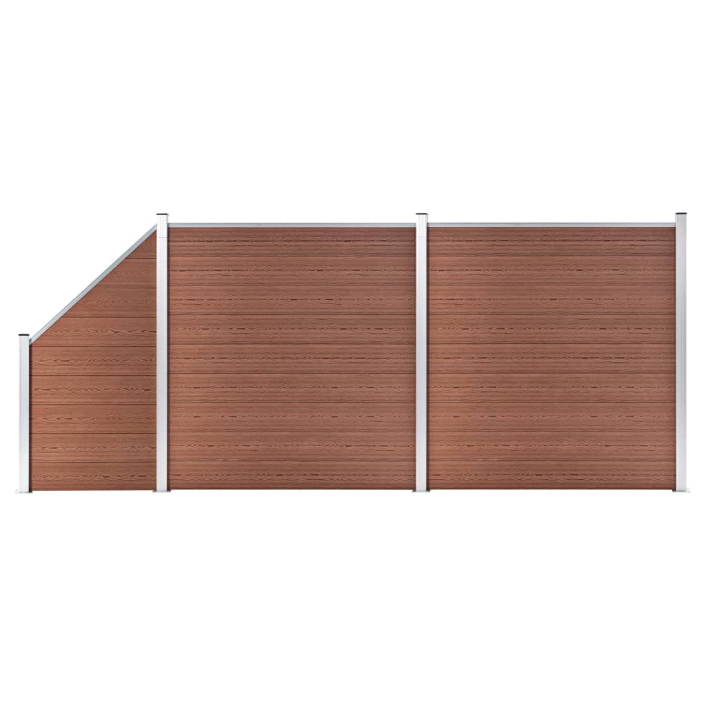 Gjerdesett WPC 2 firkantet + 1 slisset 446x186 cm brun