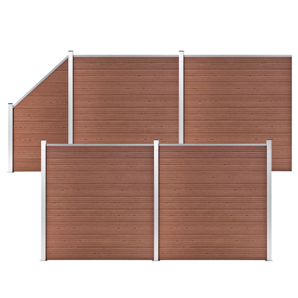 Gjerdesett WPC 4 firkantet + 1 slisset 792x186 cm brun