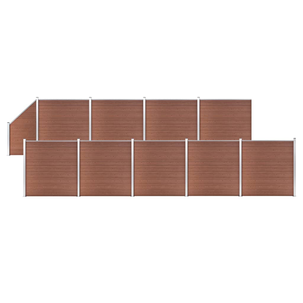Gjerdesett WPC 9 firkantet + 1 slisset 1657x186 cm brun