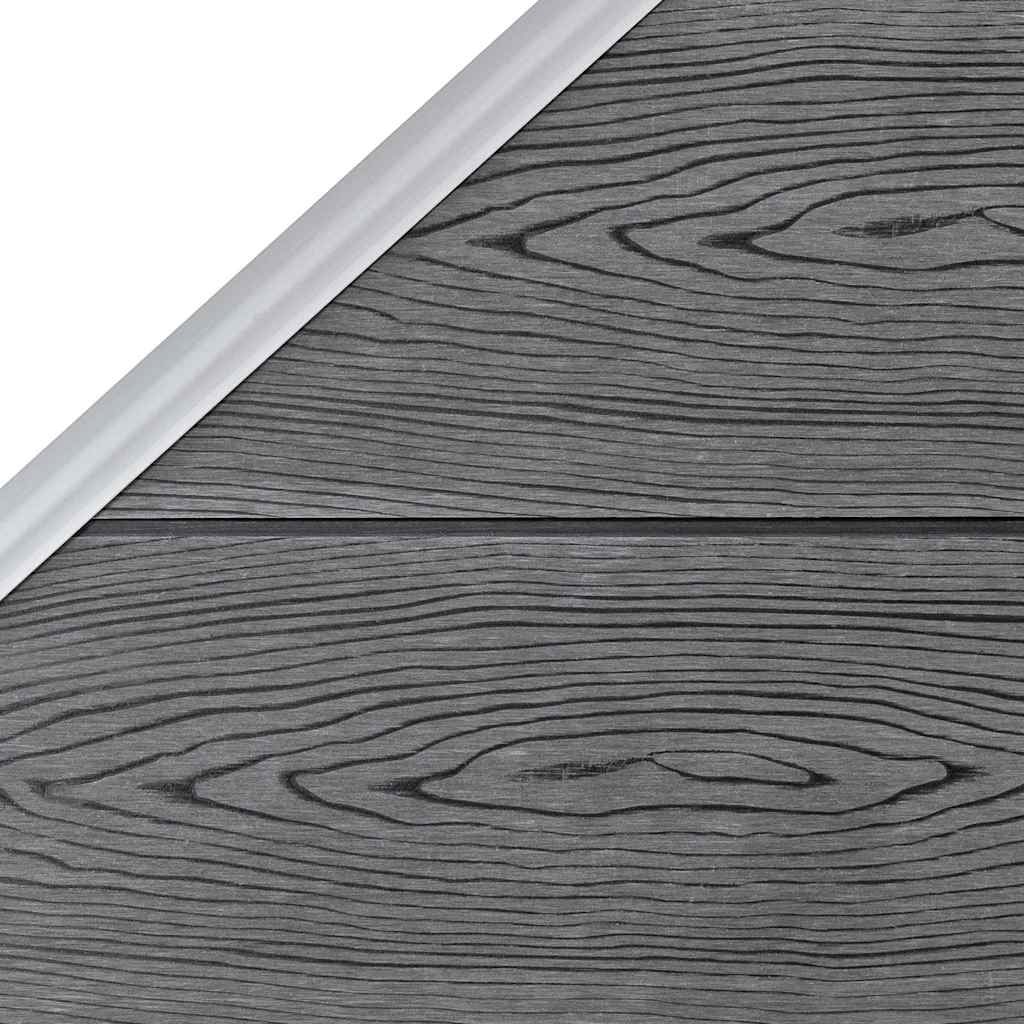 Gjerdesett WPC 3 firkantet + 1 slisset 619x186 cm grå