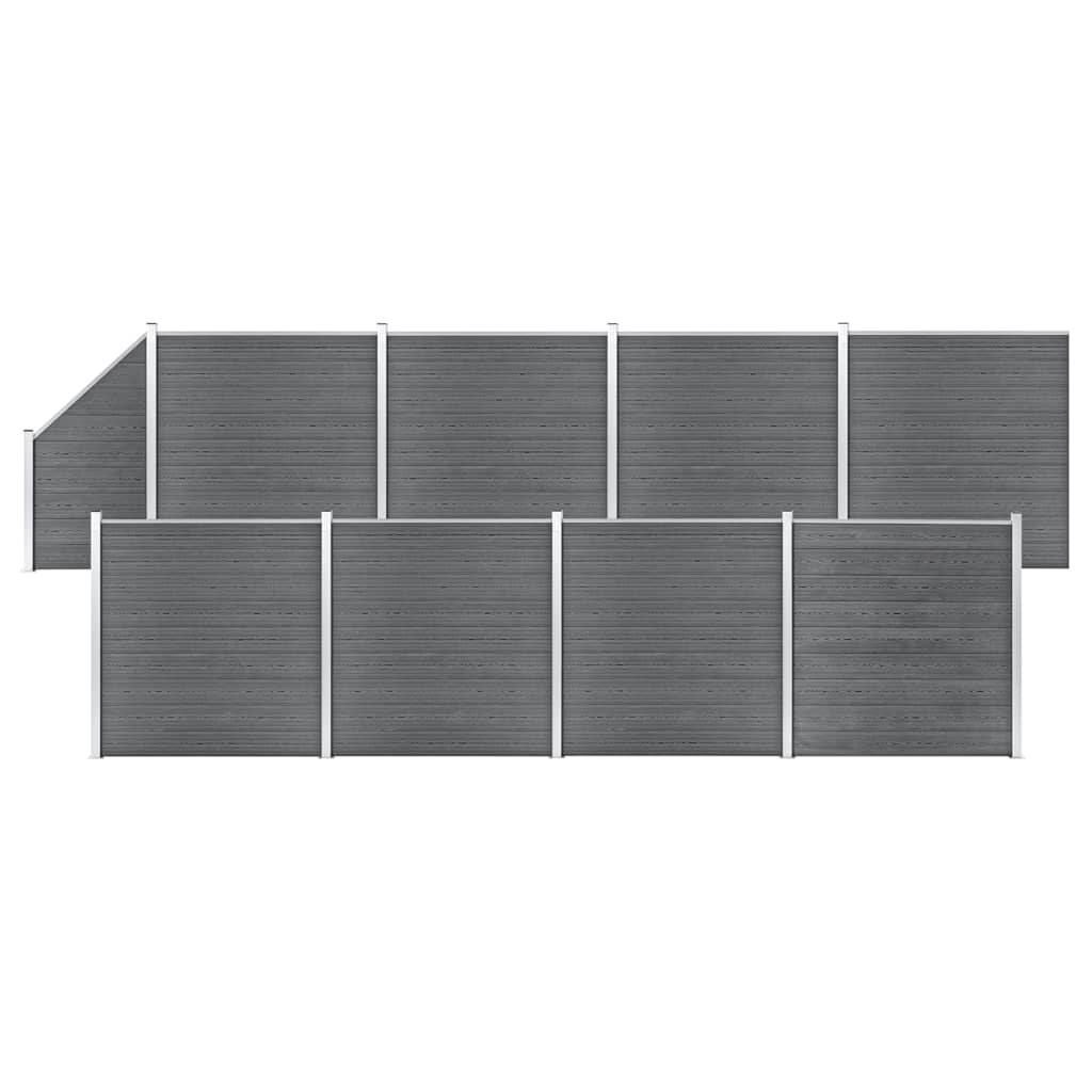 Gjerdesett WPC 8 firkantet + 1 slisset 1484x186 cm grå