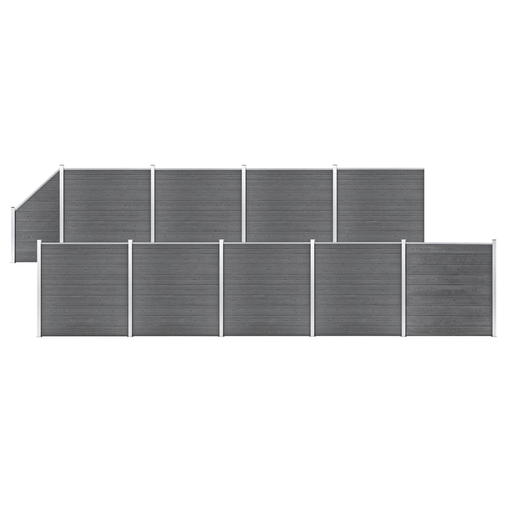 Gjerdesett WPC 9 firkantet + 1 slisset 1657x186 cm grå