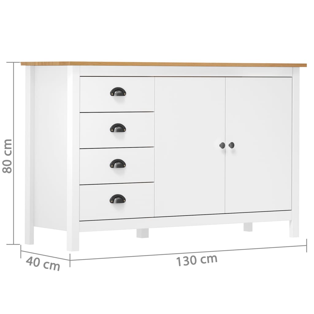 Skjenk Hill hvit 130x40x80 cm heltre furu