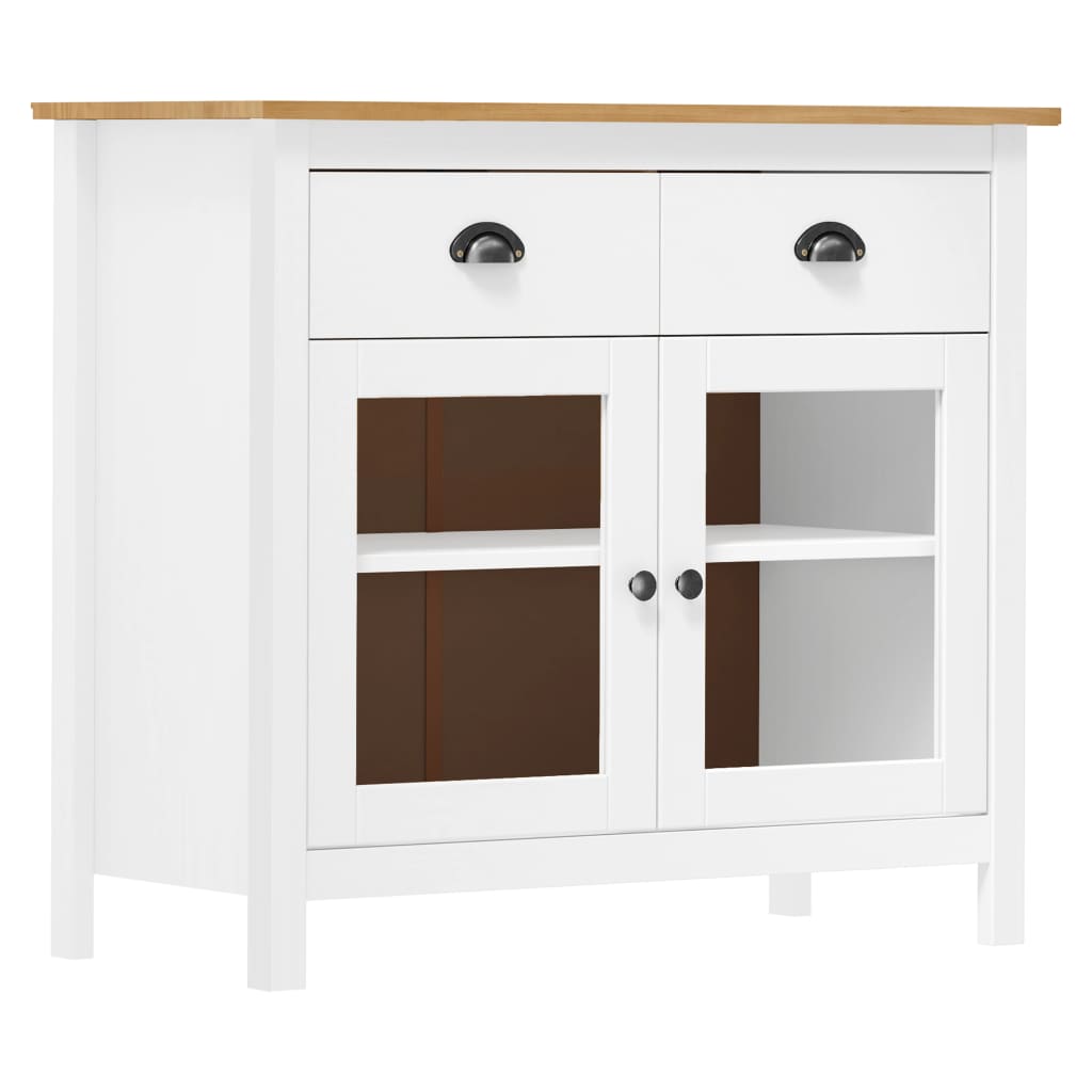 Skjenk Hill hvit 90x40x80 cm heltre furu