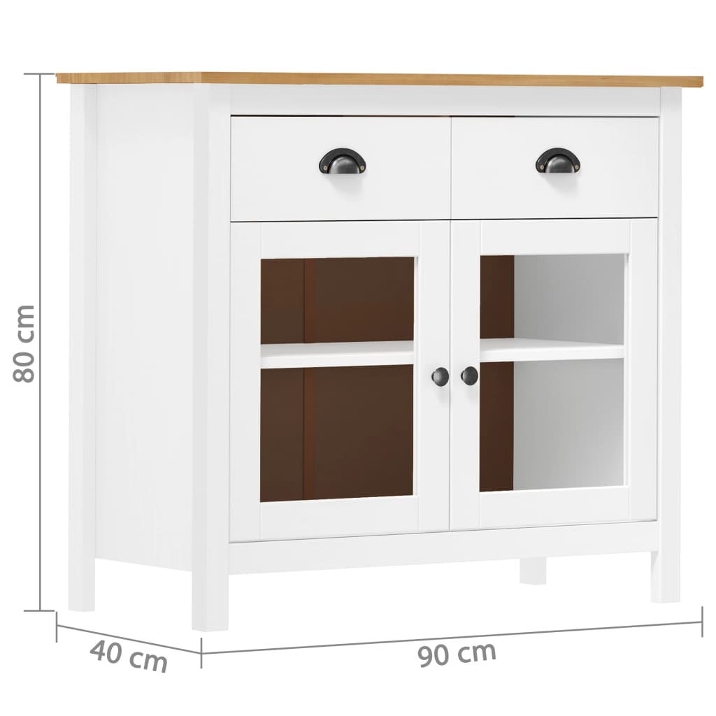 Skjenk Hill hvit 90x40x80 cm heltre furu