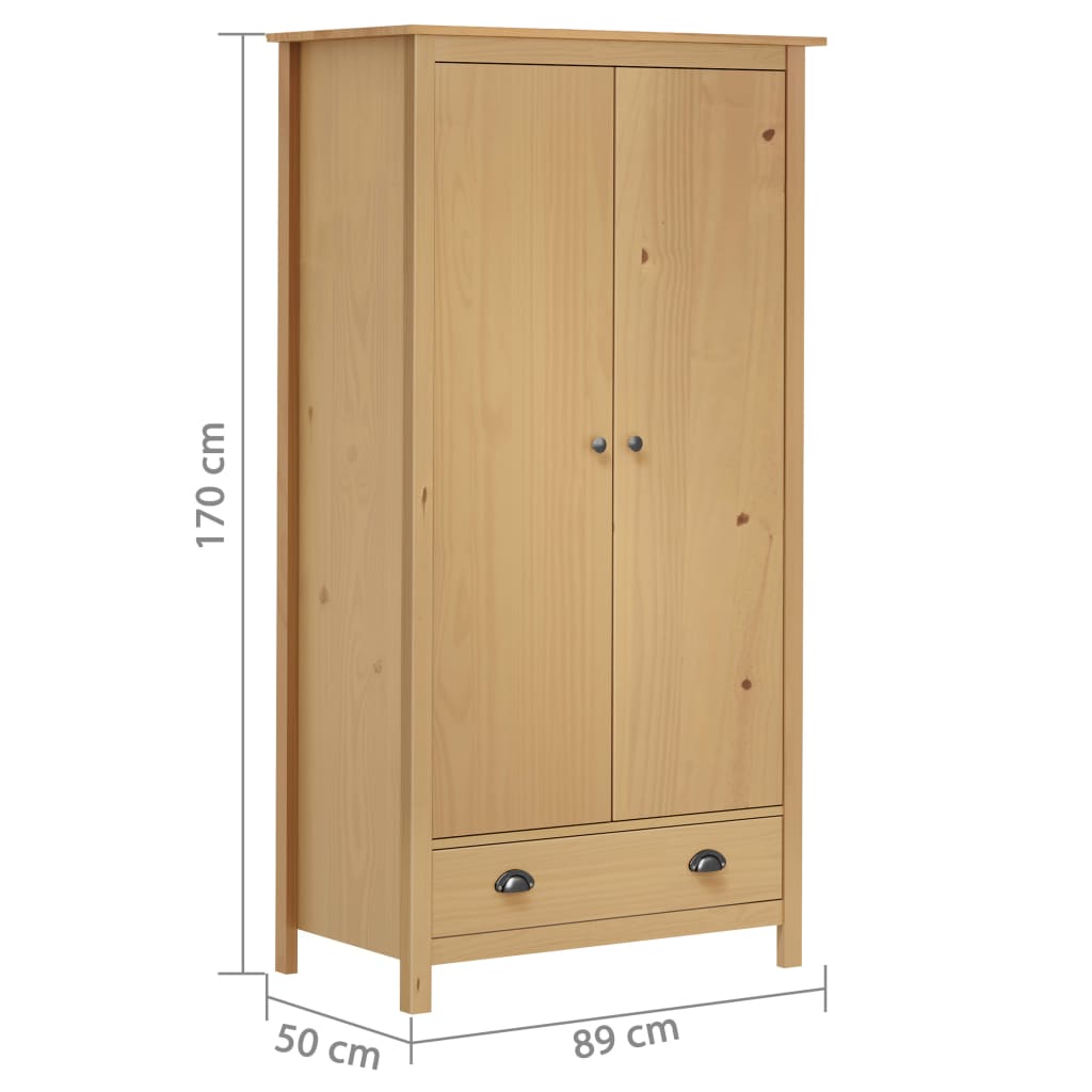 Garderobeskap 2 dører Hill 89x50x170 cm heltre furu
