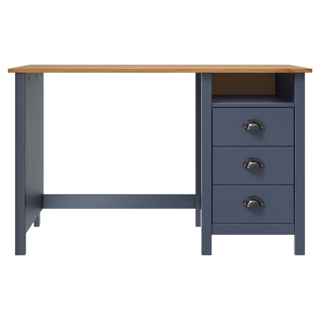 Skrivebord Hill med 3 skuffer grå 120x50x74cm heltre furu