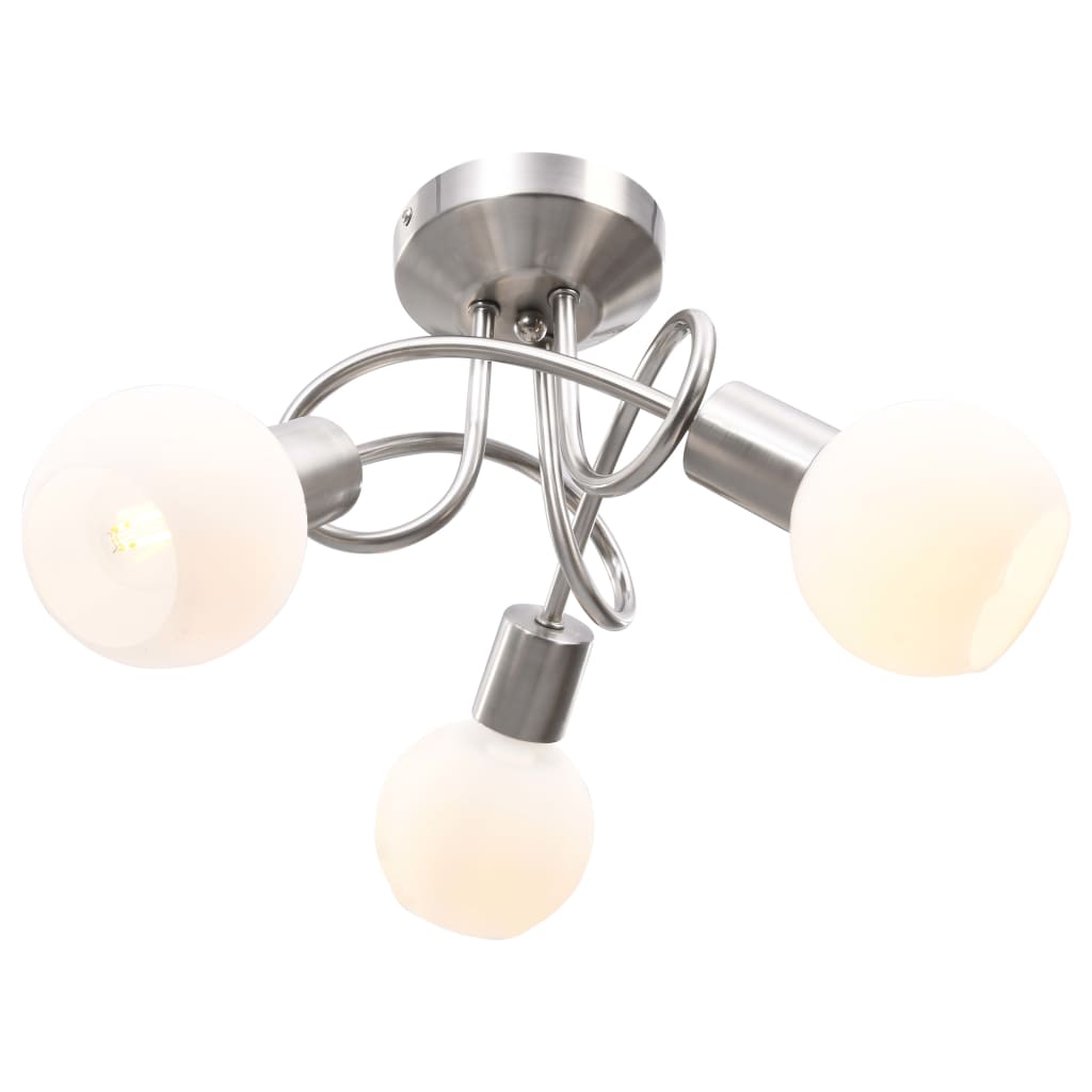 Taklampe keramikkskjermer for 3 E14 lyspærer hvit kule