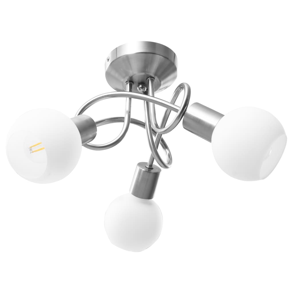 Taklampe keramikkskjermer for 3 E14 lyspærer hvit kule