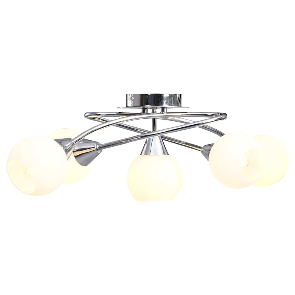 Taklampe keramikkskjermer for 5 E14 lyspærer hvit kule