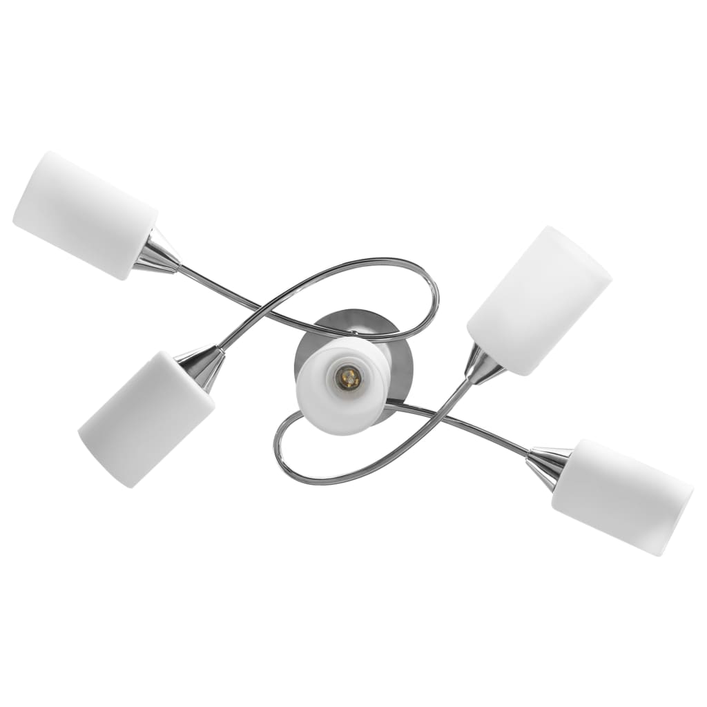 Taklampe keramikkskjermer for 5 E14 lyspærer hvit kjegle