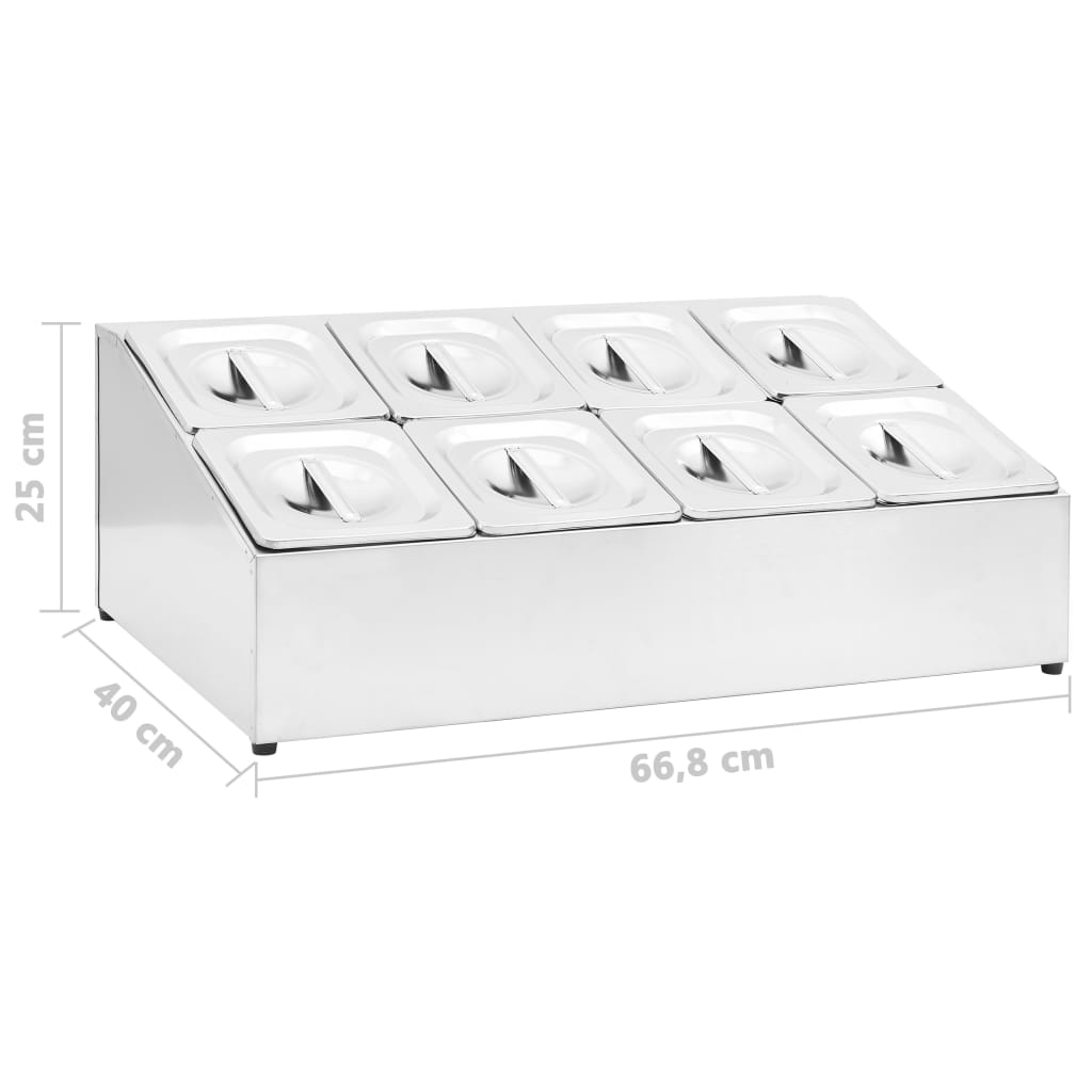 GN-beholder med 8 GN 1/6 beholdere rustfritt stål