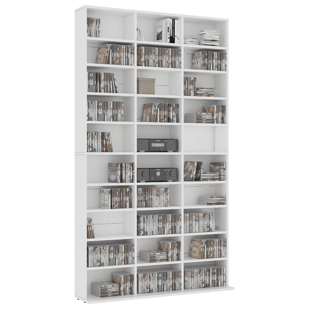 CD-hylle hvit 102x23x177,5 cm konstruert tre