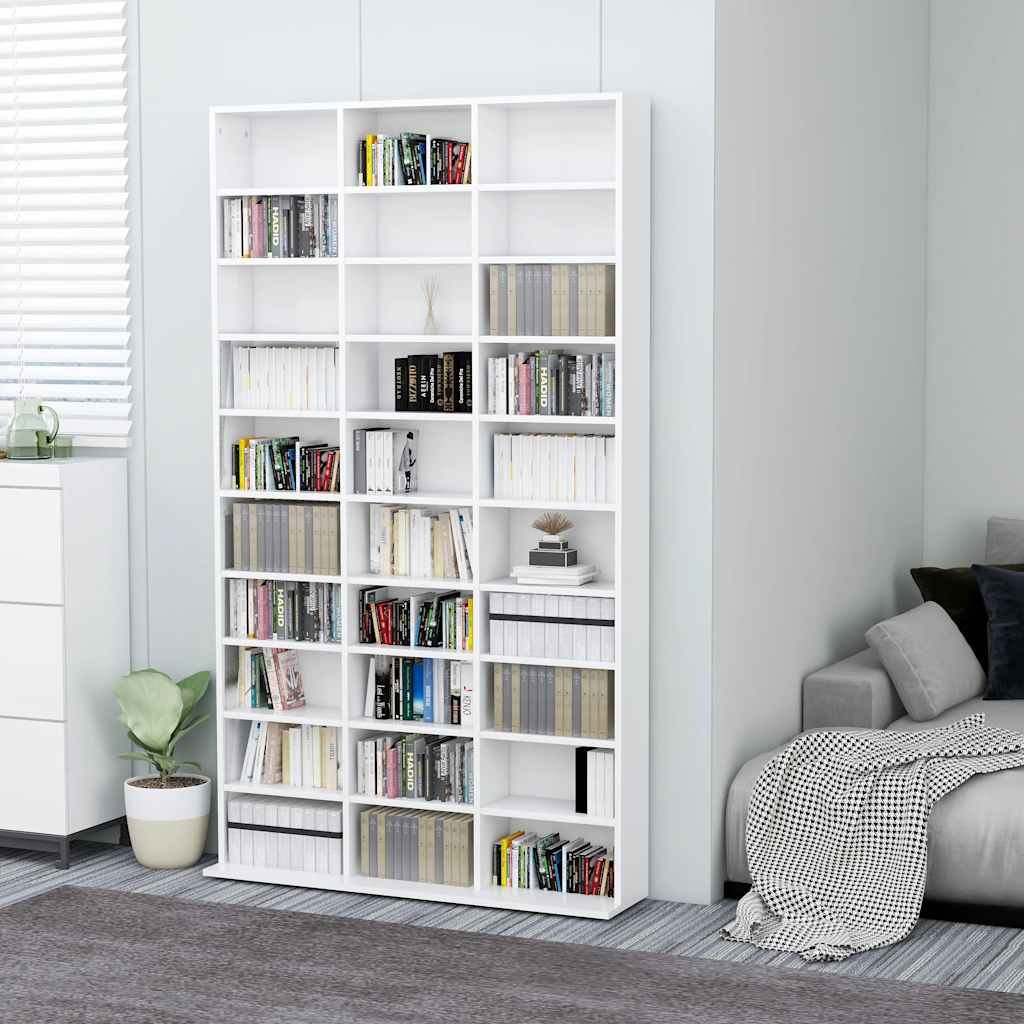 CD-hylle hvit 102x23x177,5 cm konstruert tre