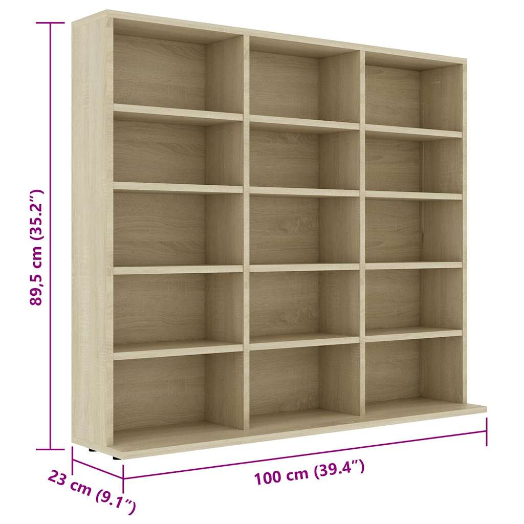 CD-hylle sonoma eik 100x23x89,5 cm konstruert tre