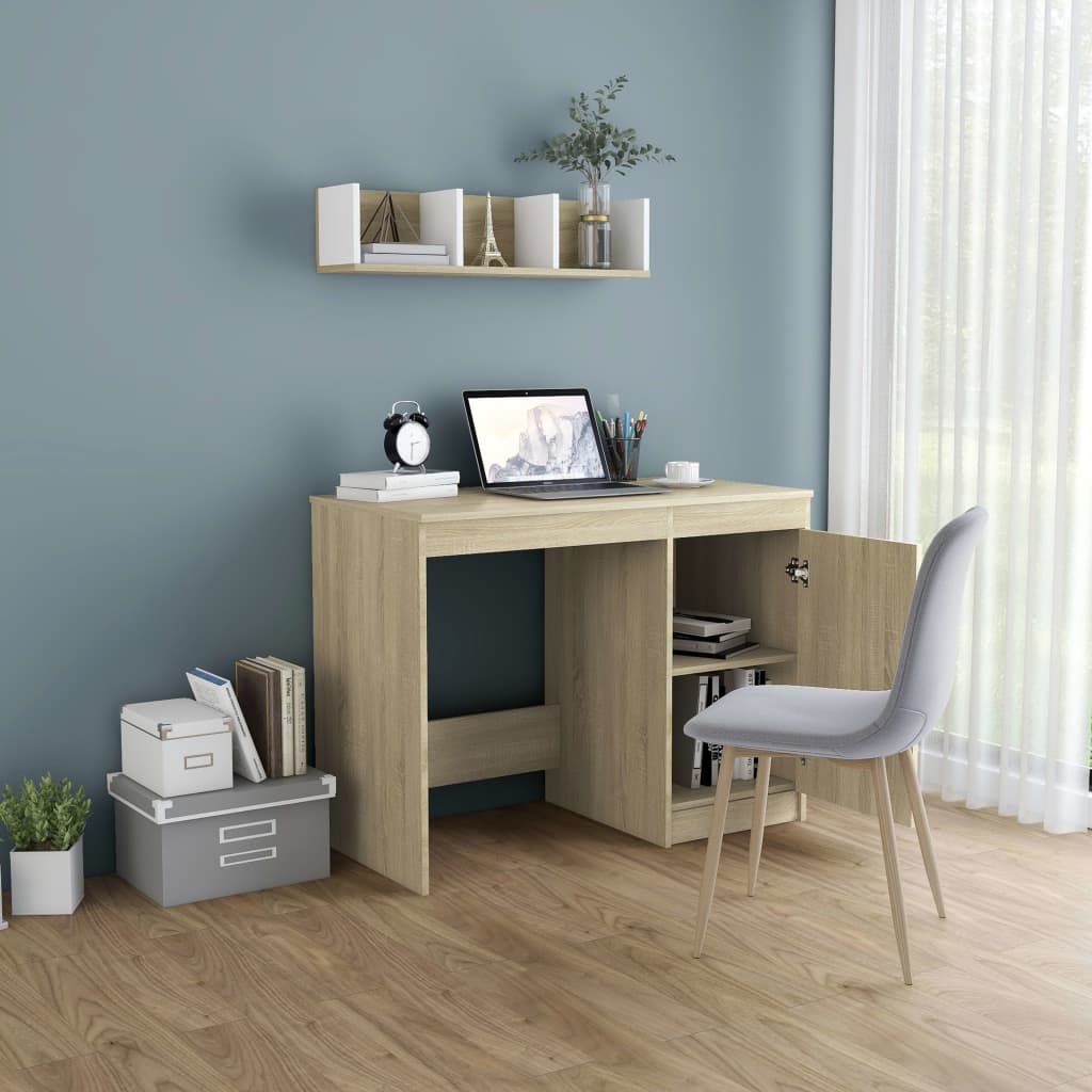 Skrivebord sonoma eik 100x50x76 cm konstruert tre