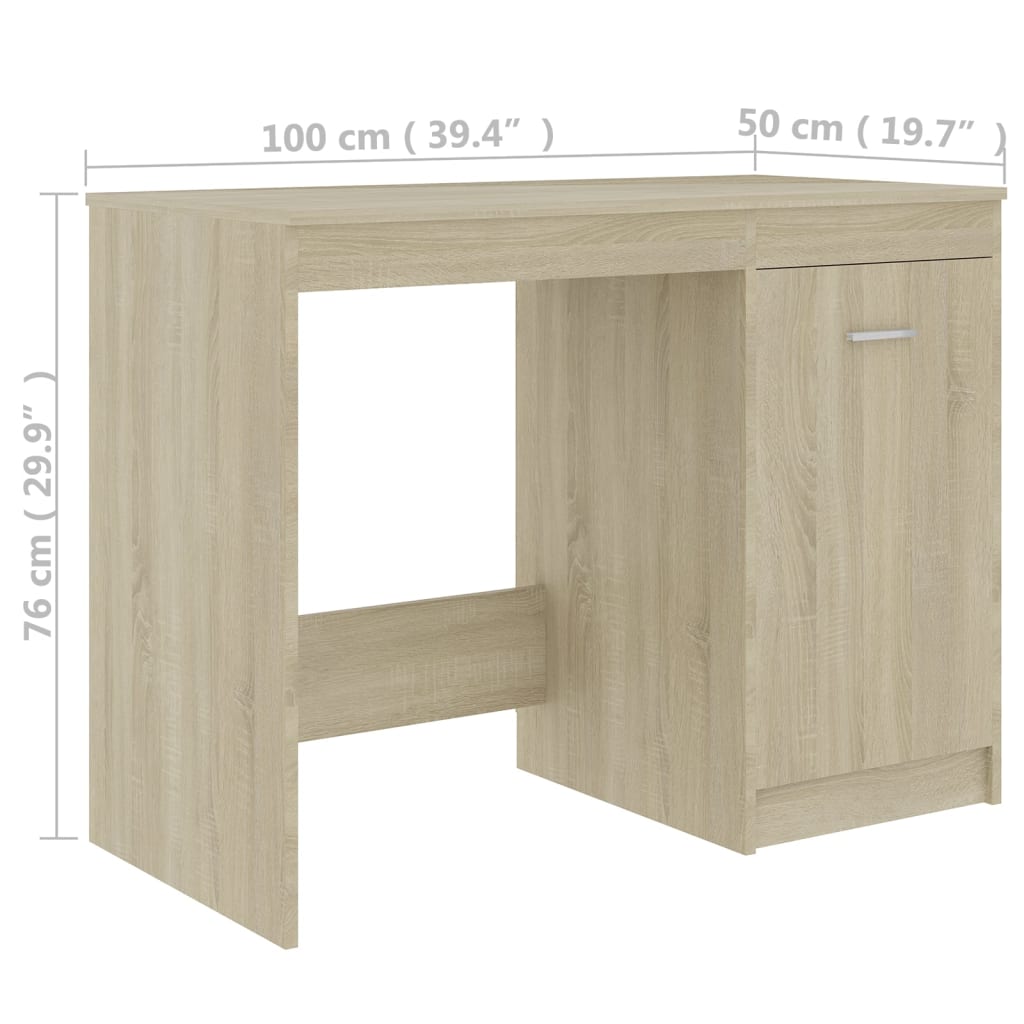 Skrivebord sonoma eik 100x50x76 cm konstruert tre