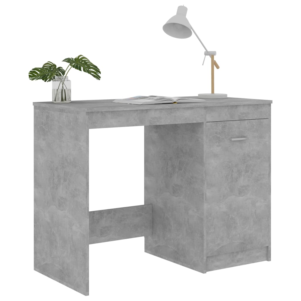 Skrivebord betonggrå 100x50x76 cm konstruert tre