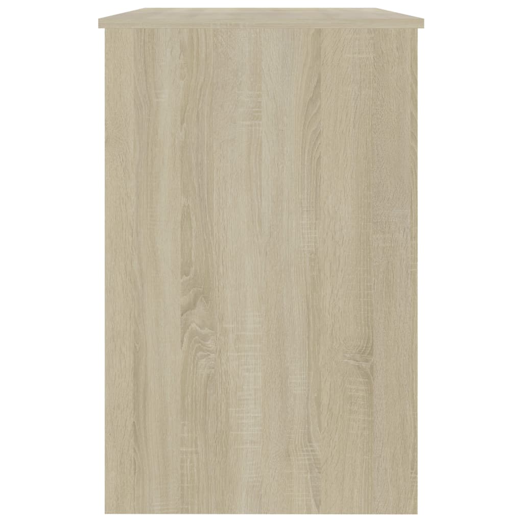 Skrivebord hvit og sonoma eik 100x50x76 cm sponplate