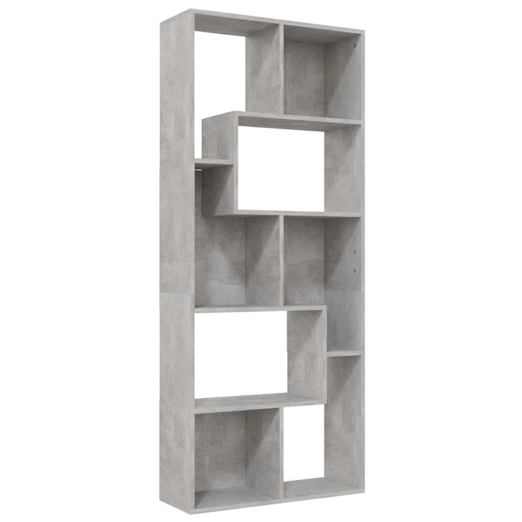 Bokhylle betonggrå 67x24x161 cm konstruert tre