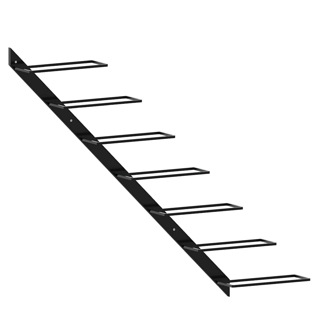 Veggmontert vinstativ for 7 flasker svart metall vidaXL