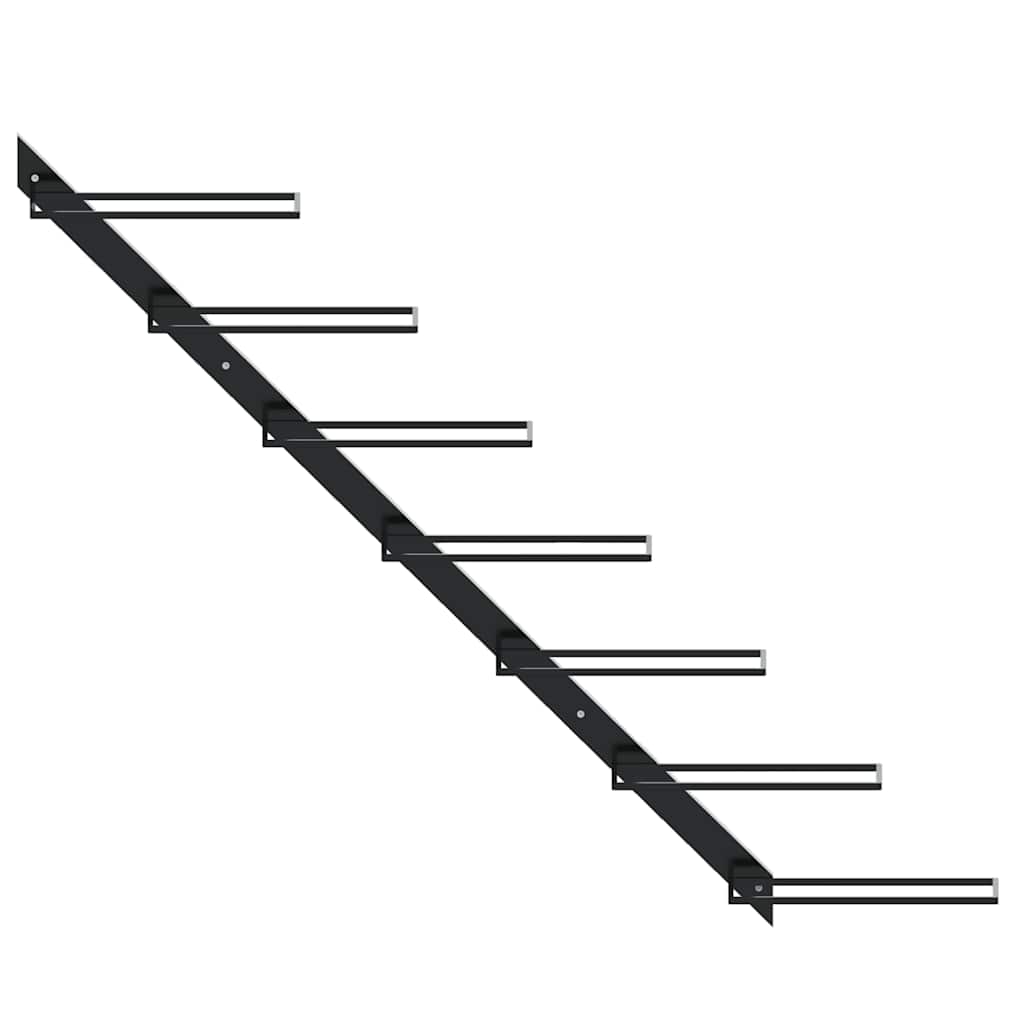 Veggmontert vinstativ for 7 flasker svart metall vidaXL