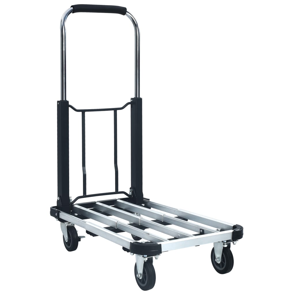 Sammenleggbar transportvogn 150 kg aluminium sølv