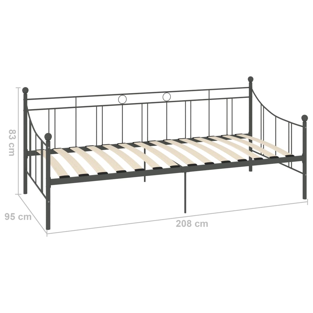 Ramme til dagseng grå metall 90x200 cm
