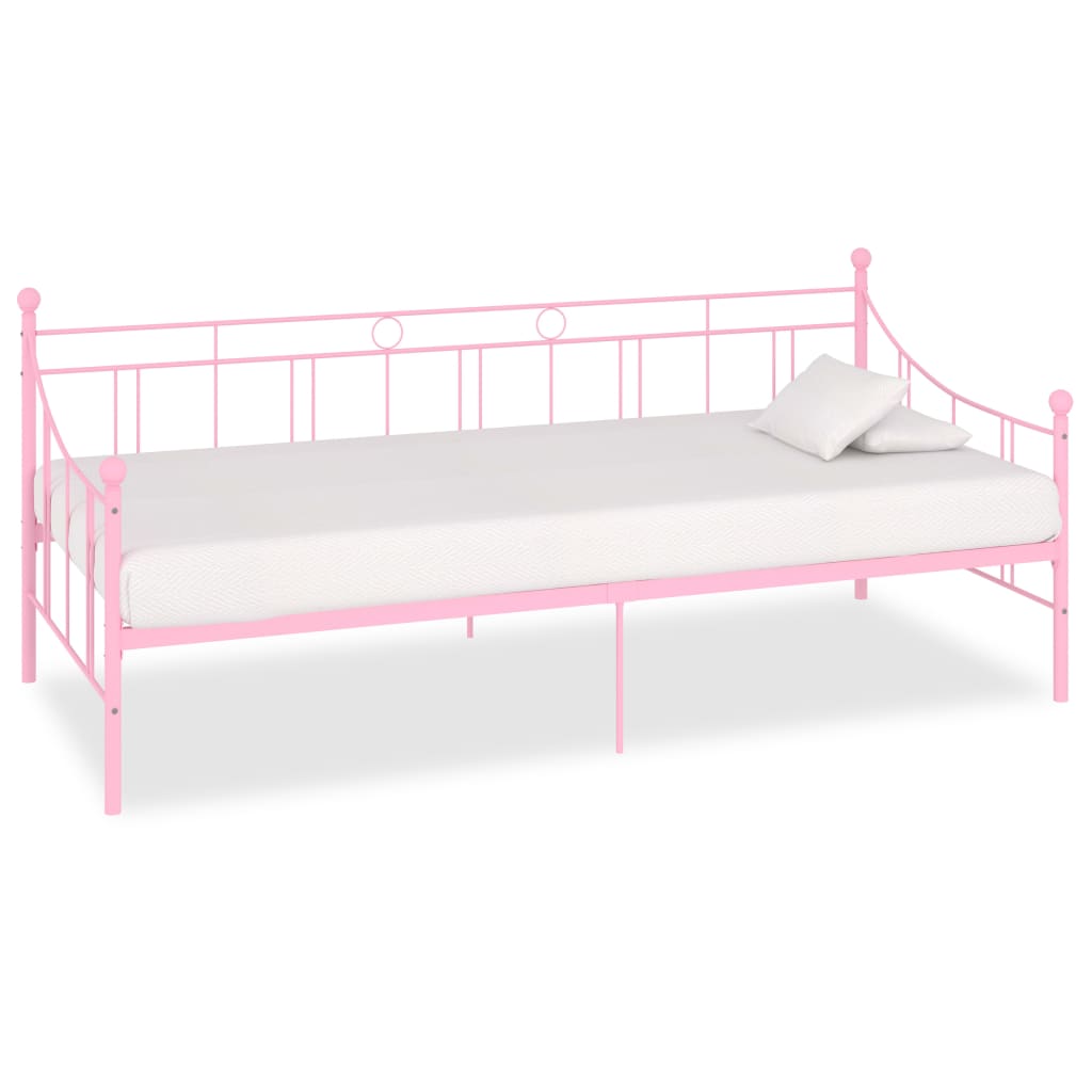 Ramme til dagseng rosa metall 90x200 cm