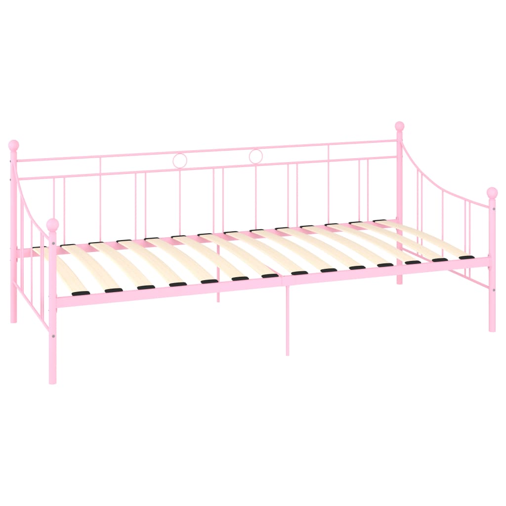 Ramme til dagseng rosa metall 90x200 cm