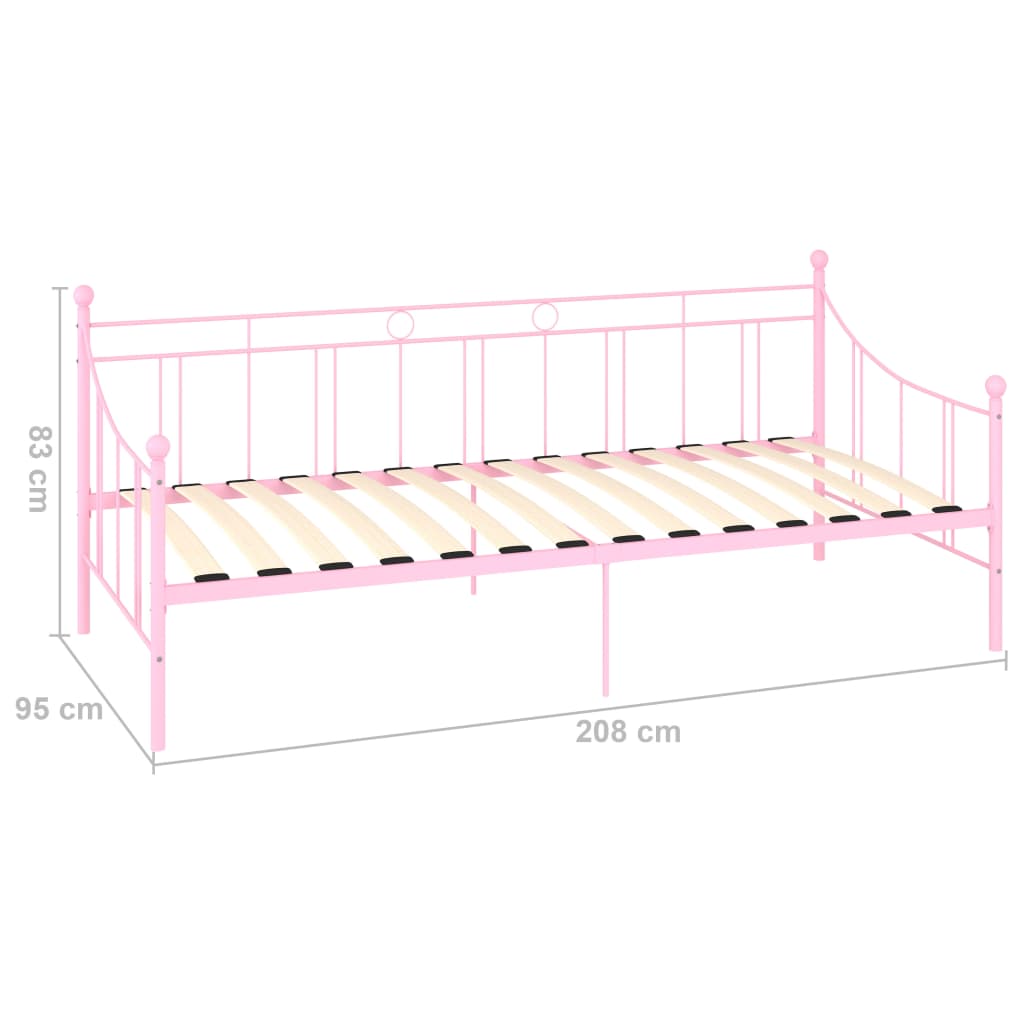 Ramme til dagseng rosa metall 90x200 cm