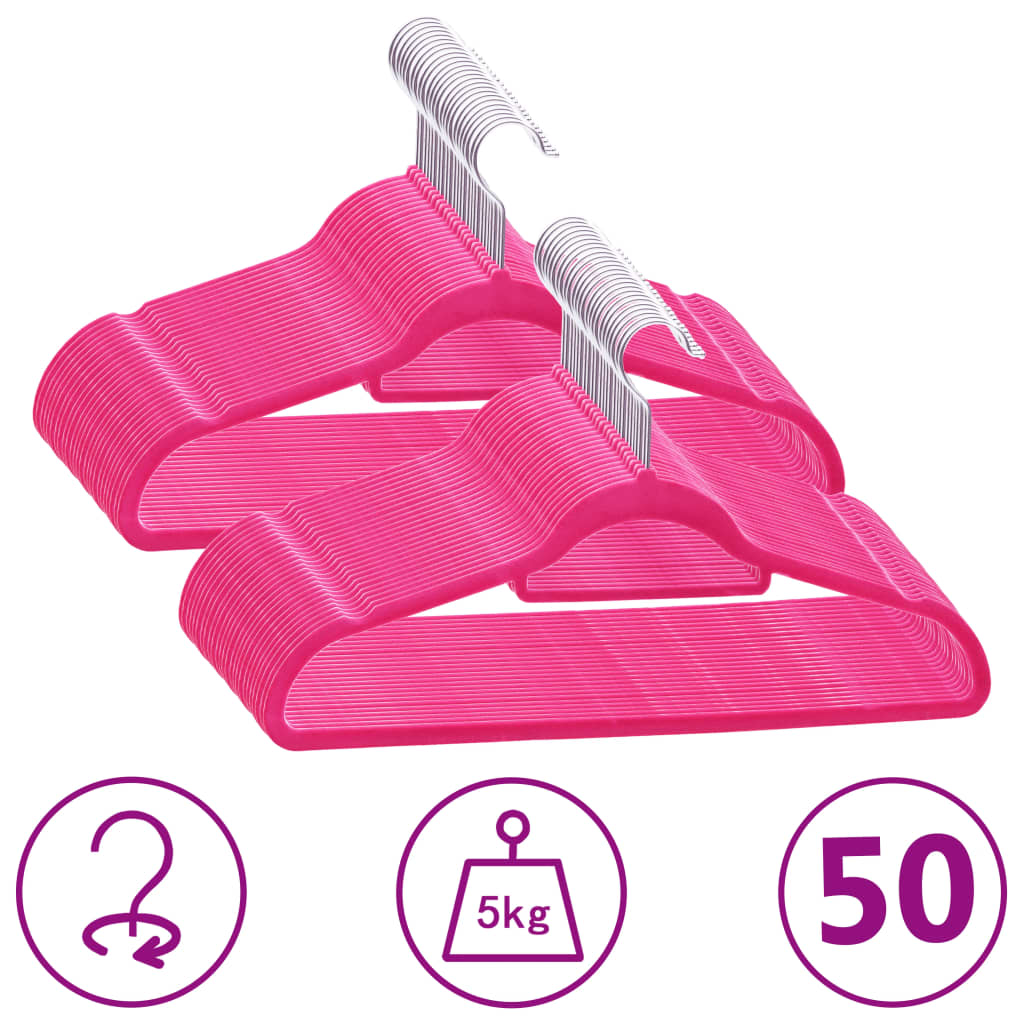 Kleshengere 50 stk sklisikker rosa fløyel