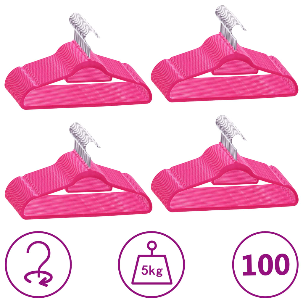 Kleshengere 100 stk sklisikker rosa fløyel