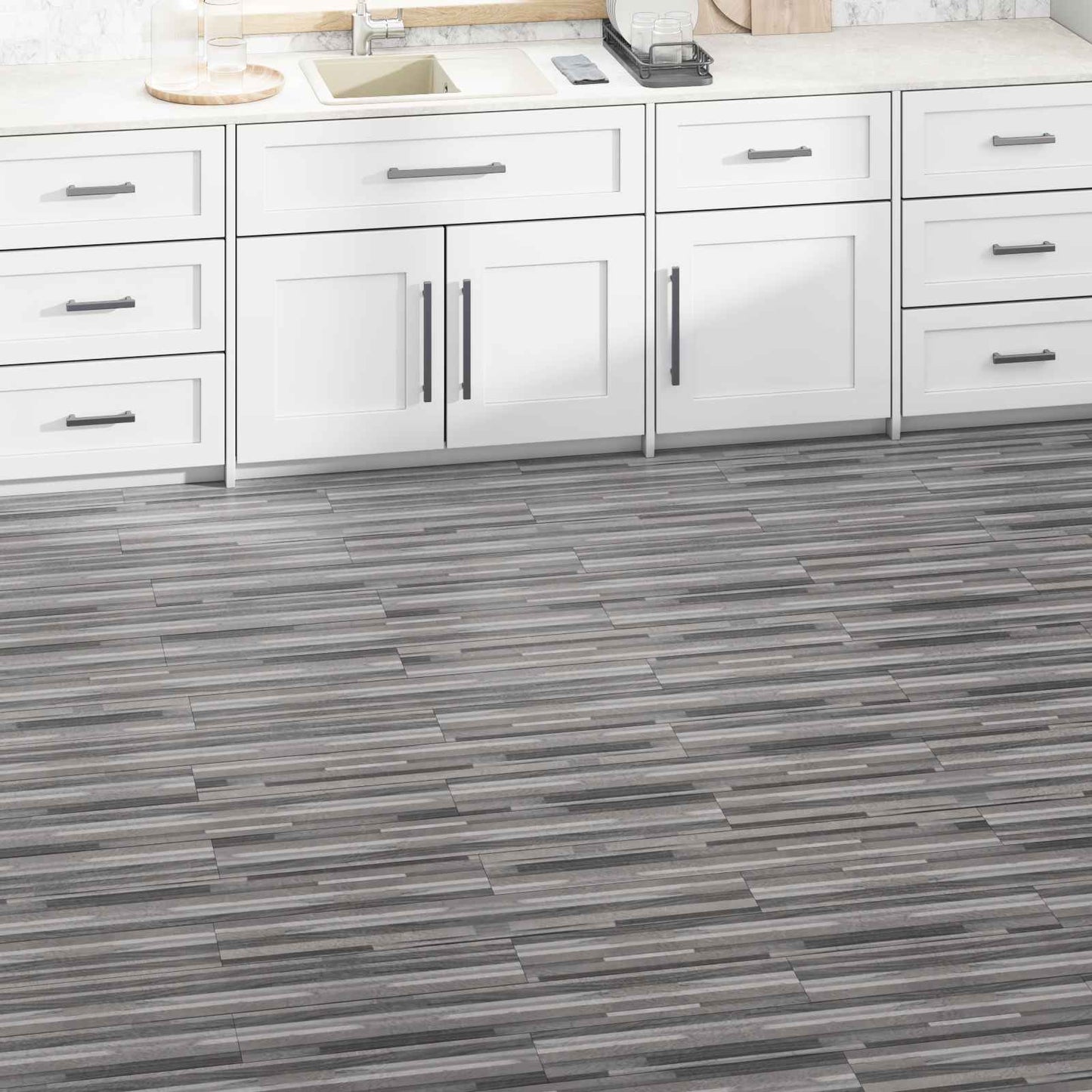 Gulvplanker 5,02 m² 36 pcs PVC Stripete grå
