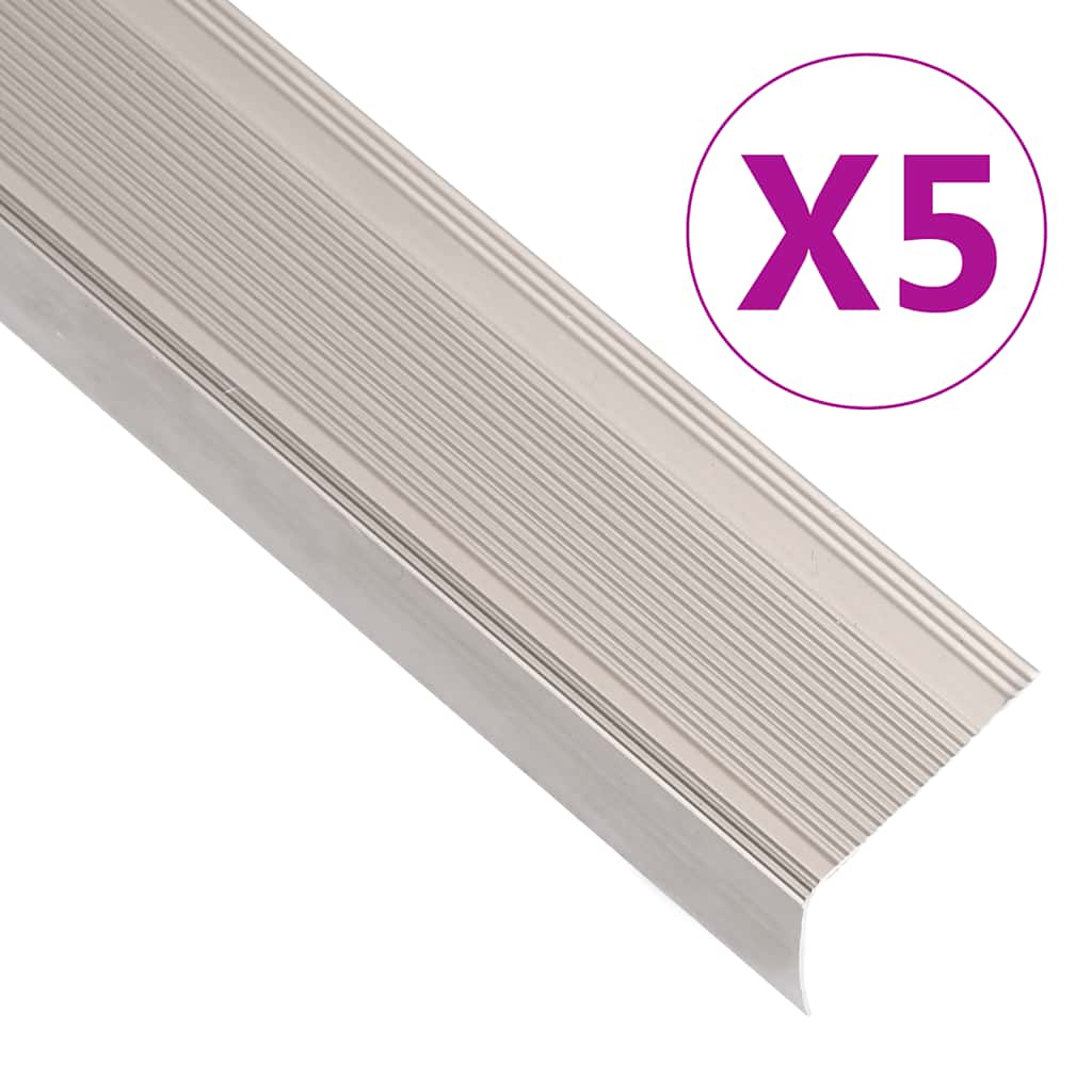 Trappeneser L-form 5 stk aluminium 90 cm champagne vidaXL
