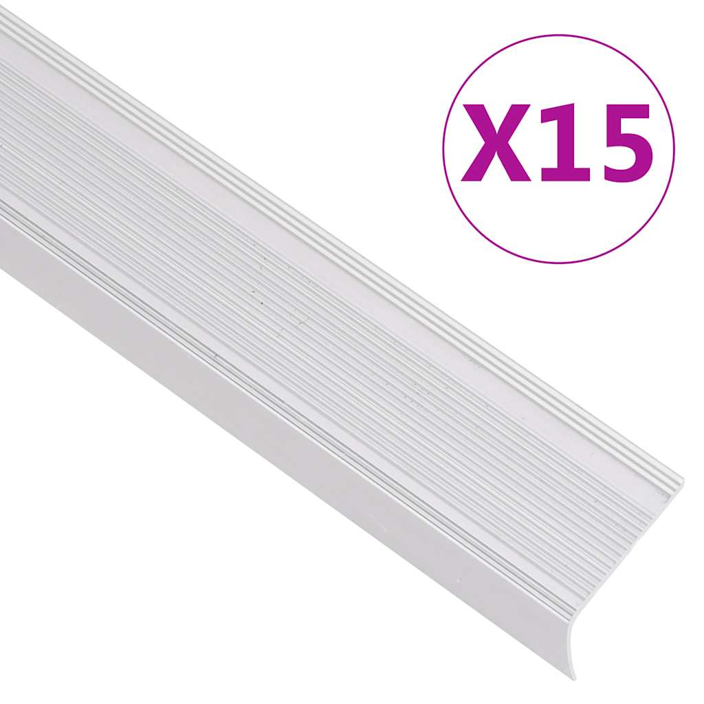 Trappeneser L-form 15 stk aluminium 100 cm sølv vidaXL