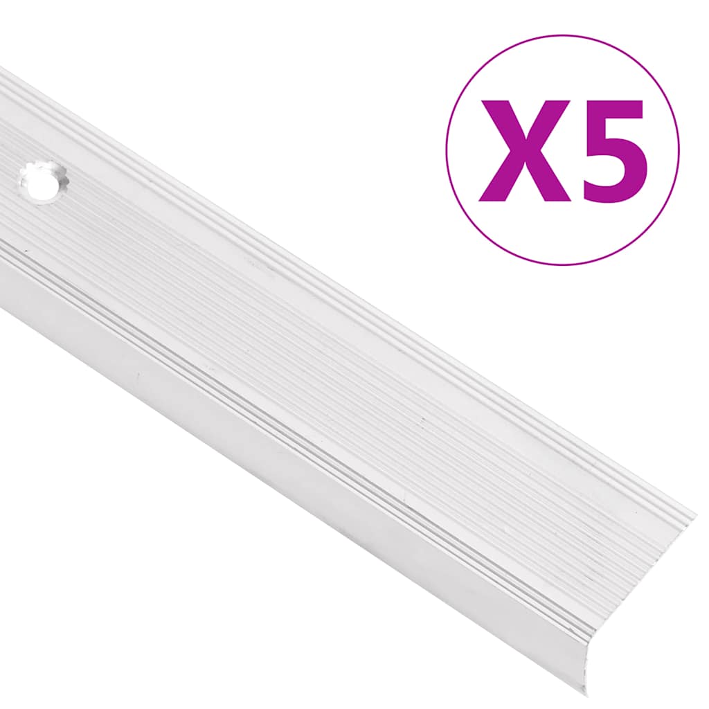Trappeneser L-form 5 stk aluminium 100 cm sølv vidaXL