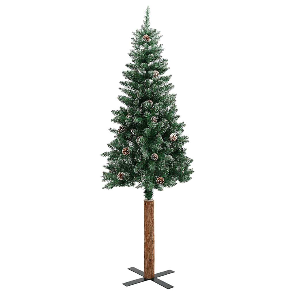 Slankt juletre med ekte tre og hvit snø grønn 180 cm