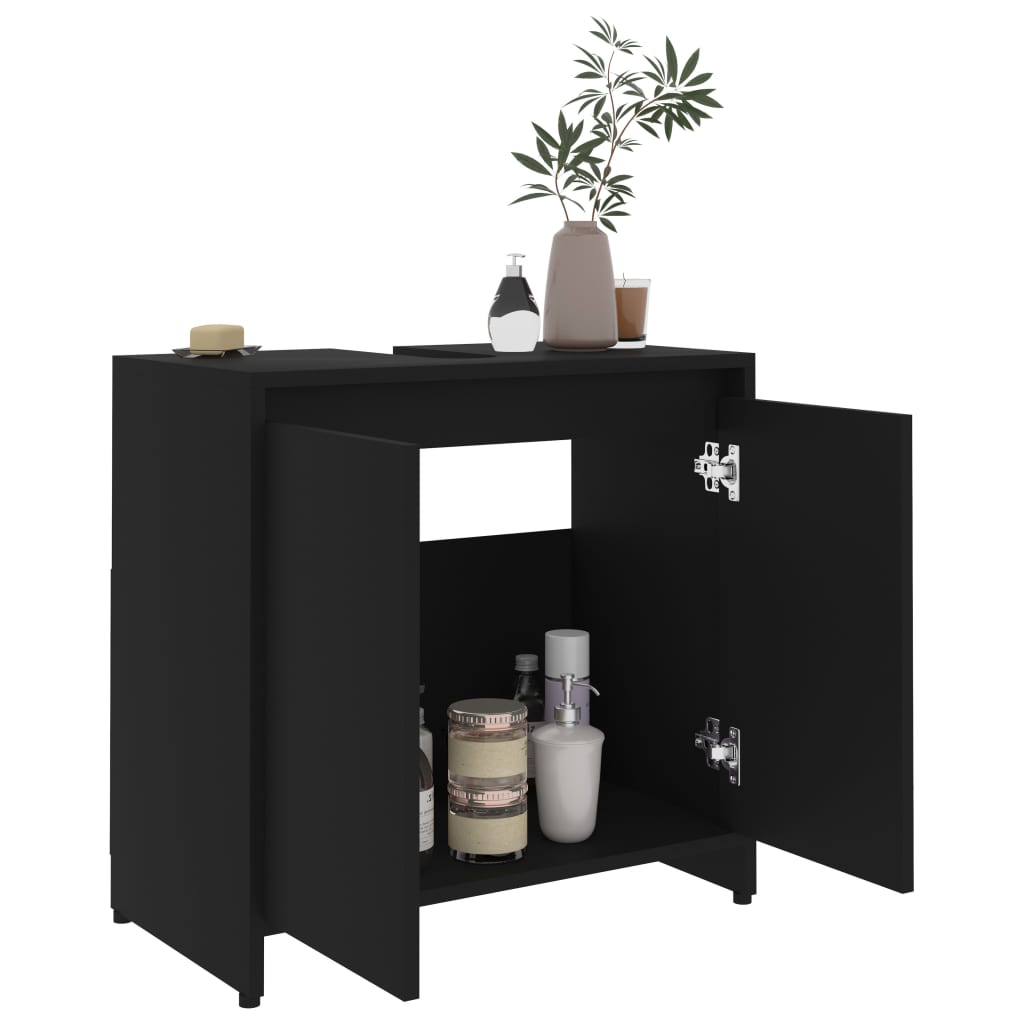 Baderomsskap svart 60x33x61 cm konstruert tre