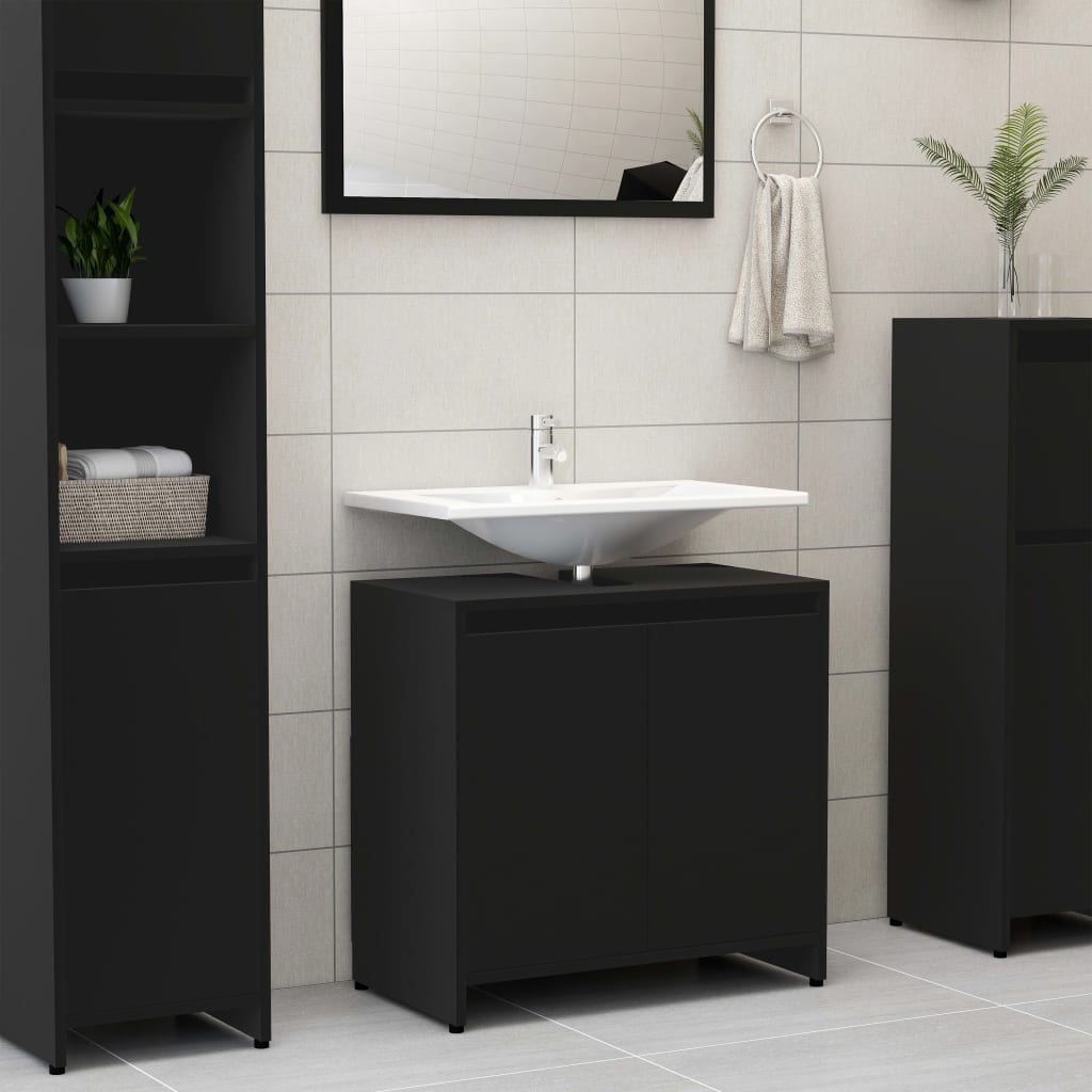 Baderomsskap svart 60x33x61 cm konstruert tre