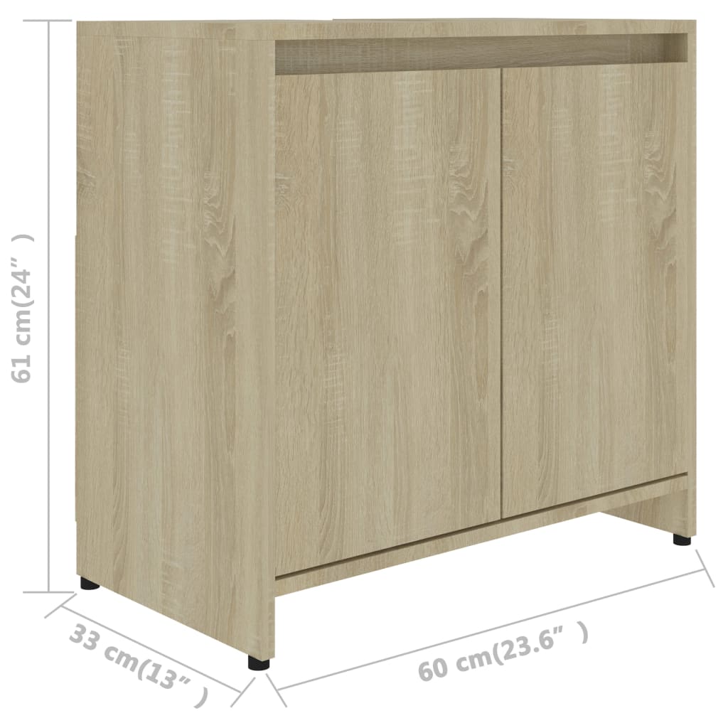 Baderomsskap sonoma eik 60x33x61 cm konstruert tre