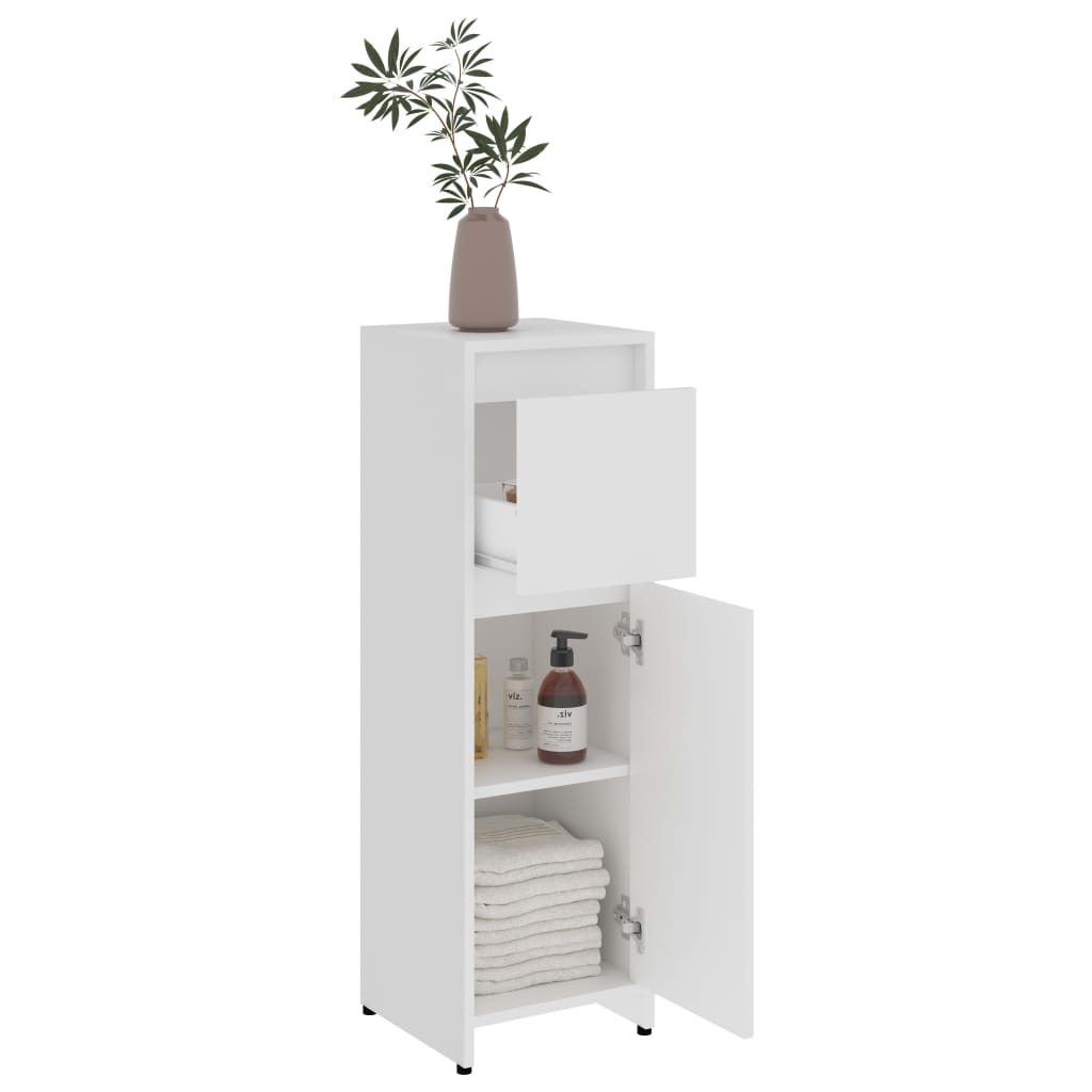 Baderomsskap hvit 30x30x95 cm konstruert tre