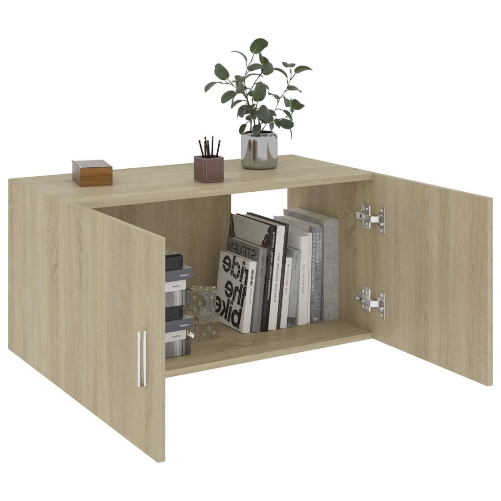 Veggmontert skap sonoma eik 80x39x40 cm konstruert tre
