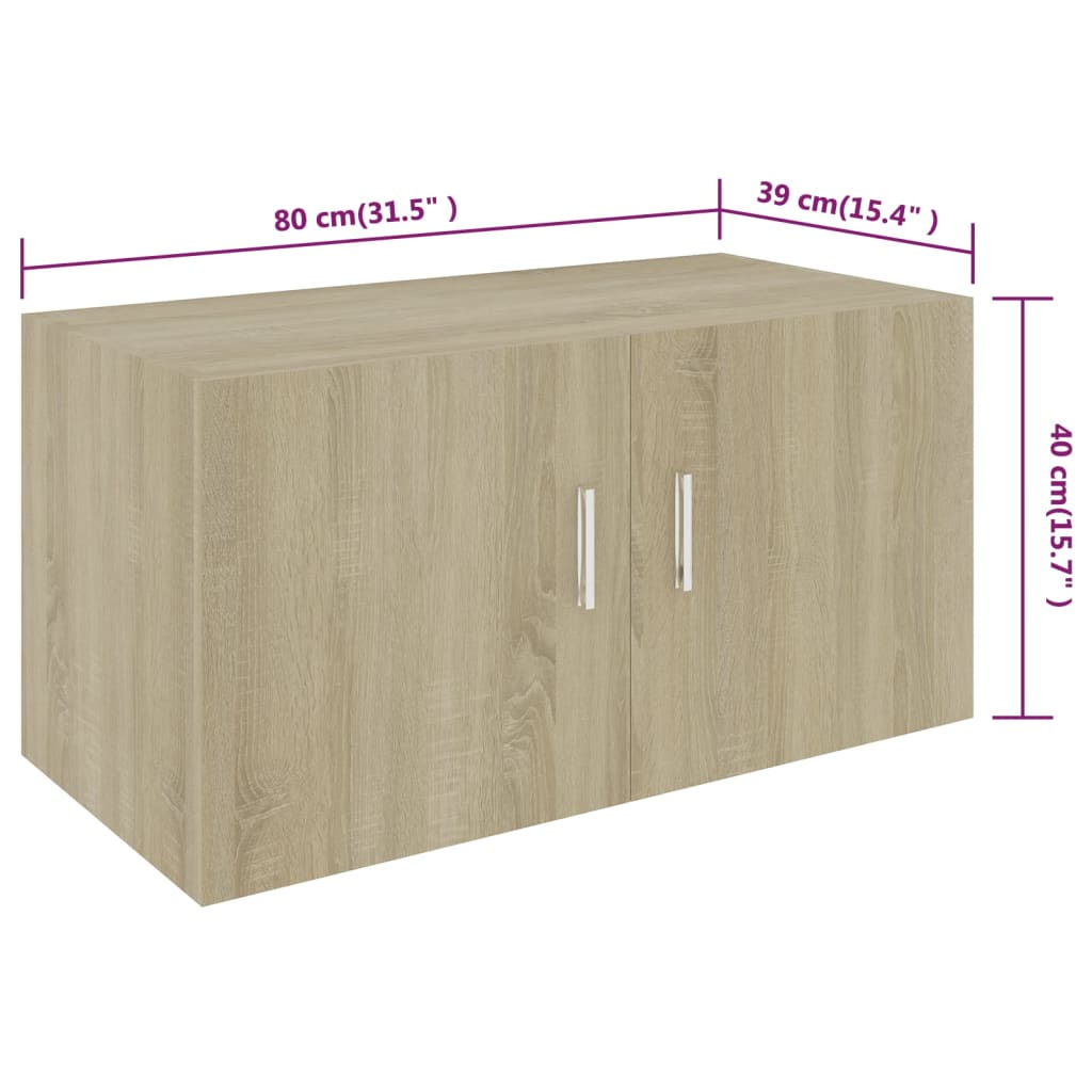 Veggmontert skap sonoma eik 80x39x40 cm konstruert tre