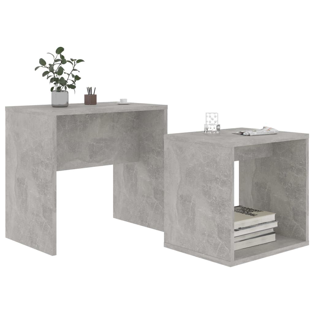 Salongbordsett betonggrå 48x30x45 cm konstruert tre