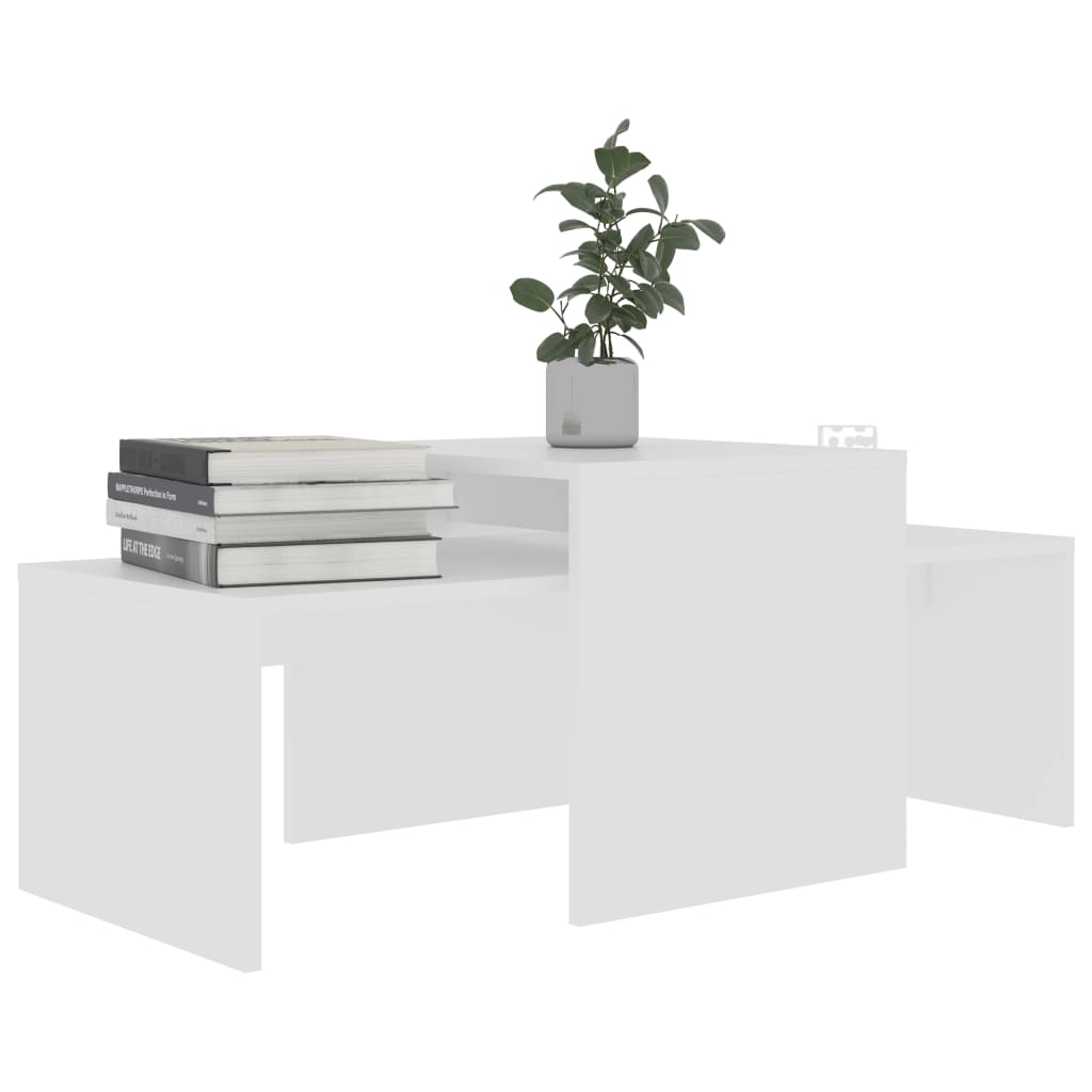 Salongbordsett hvit 100x48x40 cm konstruert tre