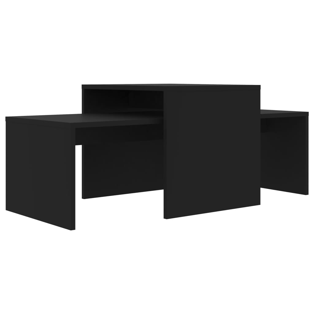 Salongbordsett svart 100x48x40 cm konstruert tre
