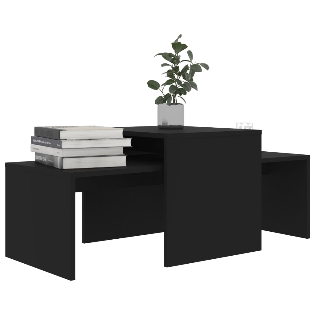 Salongbordsett svart 100x48x40 cm konstruert tre
