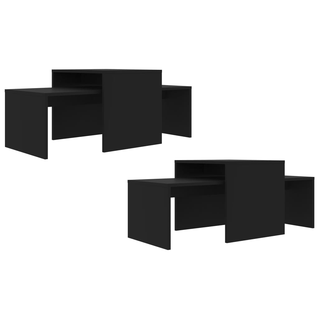 Salongbordsett svart 100x48x40 cm konstruert tre