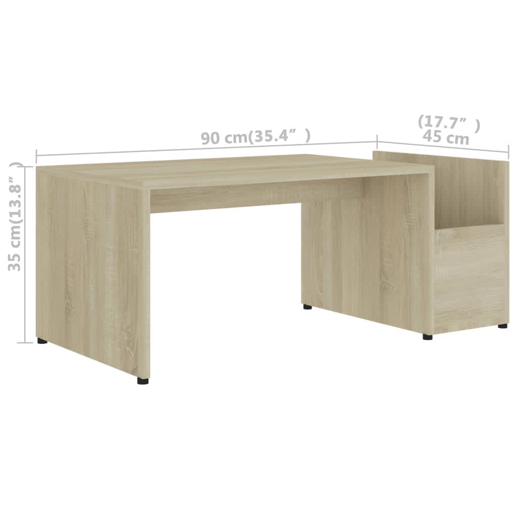 Salongbord sonoma eik 90x45x35 cm konstruert tre